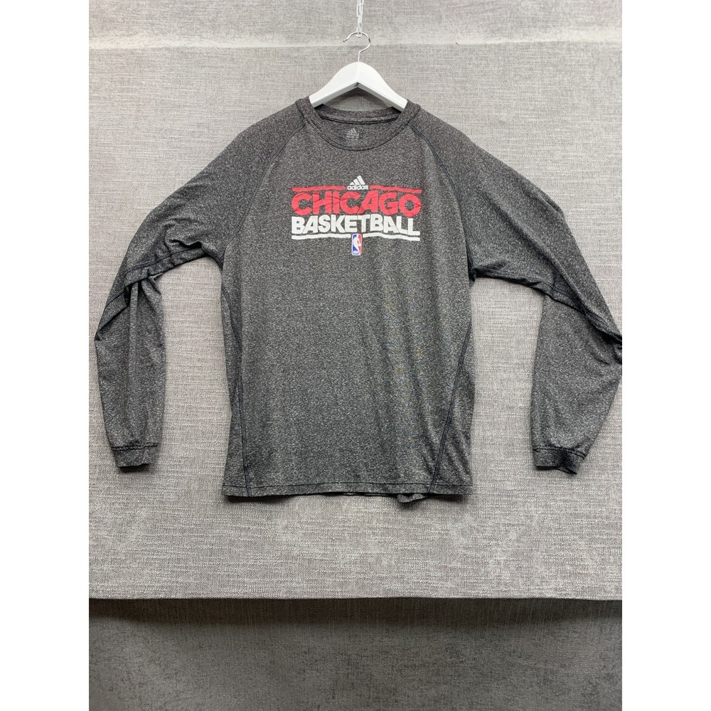 Chicago Bulls Shirt Mens Medium Charcoal Gray Adidas Climalite Basketball NBA